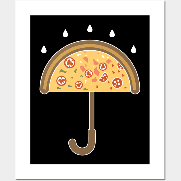 Umbrella made from pizza illustration Wall Art by ShirtyLife